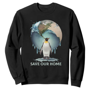 Earth Day Sweatshirt Animal Wildlife Conservation Penguin Save Our Home Earth Day TS02 Black Printyourwear