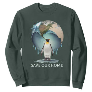 Earth Day Sweatshirt Animal Wildlife Conservation Penguin Save Our Home Earth Day TS02 Dark Forest Green Printyourwear