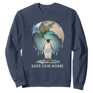 Earth Day Sweatshirt Animal Wildlife Conservation Penguin Save Our Home Earth Day TS02 Navy Printyourwear