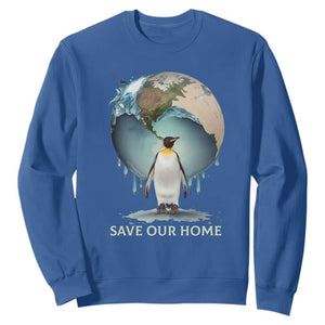 Earth Day Sweatshirt Animal Wildlife Conservation Penguin Save Our Home Earth Day TS02 Royal Blue Printyourwear