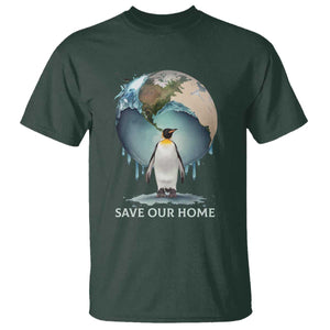 Earth Day T Shirt Animal Wildlife Conservation Penguin Save Our Home Earth Day TS02 Dark Forest Green Printyourwear