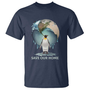 Earth Day T Shirt Animal Wildlife Conservation Penguin Save Our Home Earth Day TS02 Navy Printyourwear
