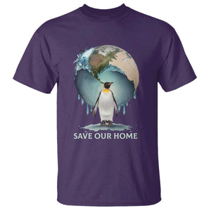 Earth Day T Shirt Animal Wildlife Conservation Penguin Save Our Home Earth Day TS02 Purple Printyourwear