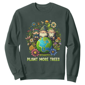 Earth Day Sweatshirt Plant More Trees Go Green Go Planet Happy Earth Day Gnomes TS02 Dark Forest Green Printyourwear
