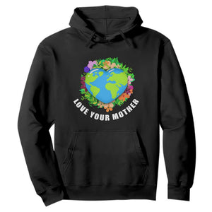 Earth Day Hoodie Love Your Mother Go Planet Go Green Earth Heart TS02 Black Printyourwear