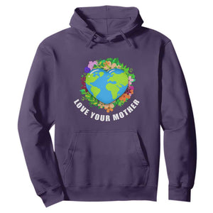 Earth Day Hoodie Love Your Mother Go Planet Go Green Earth Heart TS02 Purple Printyourwear