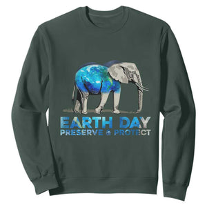 Earth Day Sweatshirt Animals Wildlife Elephant Conservation TS02 Dark Forest Green Printyourwear