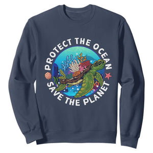 Ocean Day Sweatshirt Protect The Ocean Save The Planet Earth Day TS02 Navy Printyourwear