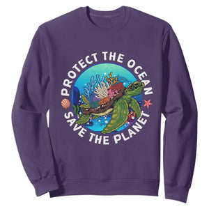 Ocean Day Sweatshirt Protect The Ocean Save The Planet Earth Day TS02 Purple Printyourwear