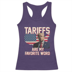 Tariffs Are My Favorite Word Racerback Tank Top Trump 2025 Patriotic American Flag Map Vintage TS02 Purple Print Your Wear