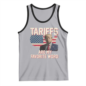 Tariffs Are My Favorite Word Tank Top Trump 2025 Patriotic American Flag Map Vintage TS02 Athletic Heather Black Print Your Wear
