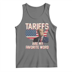 Tariffs Are My Favorite Word Tank Top Trump 2025 Patriotic American Flag Map Vintage TS02 Black Heather Print Your Wear