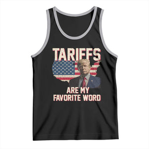 Tariffs Are My Favorite Word Tank Top Trump 2025 Patriotic American Flag Map Vintage TS02 Black Athletic Heather Print Your Wear