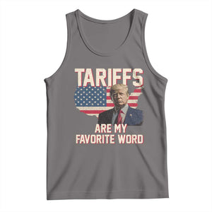 Tariffs Are My Favorite Word Tank Top Trump 2025 Patriotic American Flag Map Vintage TS02 Deep Heather Print Your Wear
