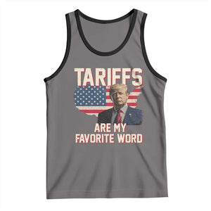 Tariffs Are My Favorite Word Tank Top Trump 2025 Patriotic American Flag Map Vintage TS02 Deep Heather Black Print Your Wear
