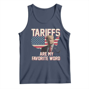 Tariffs Are My Favorite Word Tank Top Trump 2025 Patriotic American Flag Map Vintage TS02 Navy Print Your Wear