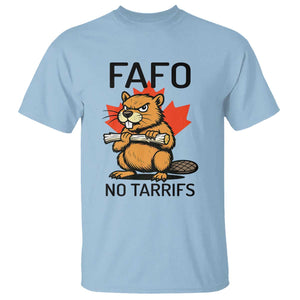No Tariffs Canada T Shirt Never 51st State Canadian Beaver TS02 Light Blue Print Your Wear