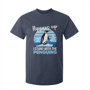 Funny Penguin Resist T Shirt For Kid Flippers Up I Stand With The Penguins TS02 Navy Print Your Wear