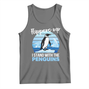 Funny Penguin Resist Tank Top Flippers Up I Stand With The Penguins TS02 Black Heather Print Your Wear