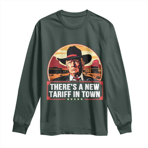 Trump Tariffs Cowboy Long Sleeve Shirt Theres A New Tariff In Town Western TS02 Dark Forest Green Print Your Wear
