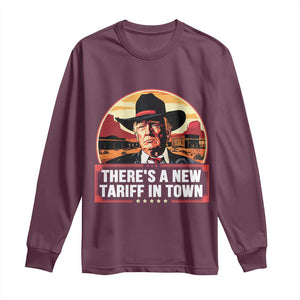 Trump Tariffs Cowboy Long Sleeve Shirt Theres A New Tariff In Town Western TS02 Maroon Print Your Wear