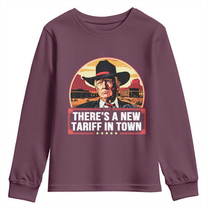 Trump Tariffs Cowboy Youth Sweatshirt Theres A New Tariff In Town Western TS02 Maroon Print Your Wear