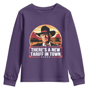 Trump Tariffs Cowboy Youth Sweatshirt Theres A New Tariff In Town Western TS02 Purple Print Your Wear