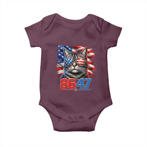 Cool 8647 Patriotic Cat Baby Onesie American Flag Sunglasses Tabby Cat Political Satire TS02 Maroon Print Your Wear
