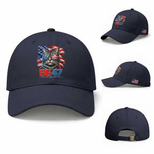 Cool 8647 Patriotic Cat Baseball Cap American Flag Sunglasses Tabby Cat Political Satire TS02 Baseball Cap Universal Fit Navy Print Your Wear
