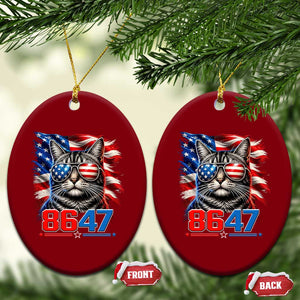 Cool 8647 Patriotic Cat Ceramic Ornament American Flag Sunglasses Tabby Cat Political Satire TS02 Print Your Wear