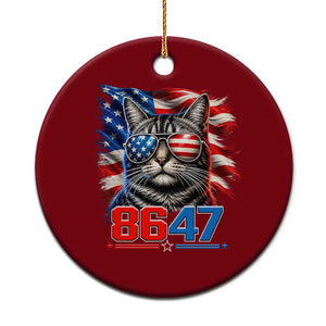 Cool 8647 Patriotic Cat Ceramic Ornament American Flag Sunglasses Tabby Cat Political Satire TS02 1pc Red Print Your Wear