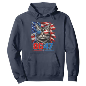 Cool 8647 Patriotic Cat Hoodie American Flag Sunglasses Tabby Cat Political Satire TS02 Navy Print Your Wear