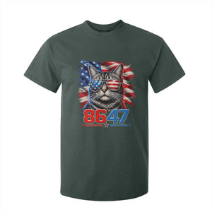 Cool 8647 Patriotic Cat T Shirt For Kid American Flag Sunglasses Tabby Cat Political Satire TS02 Dark Forest Green Print Your Wear