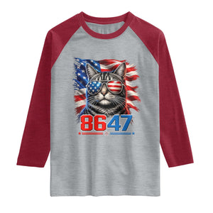 Cool 8647 Patriotic Cat Raglan Shirt American Flag Sunglasses Tabby Cat Political Satire TS02 Heather Gray Heather Red Print Your Wear