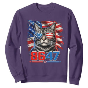 Cool 8647 Patriotic Cat Sweatshirt American Flag Sunglasses Tabby Cat Political Satire TS02 Purple Print Your Wear