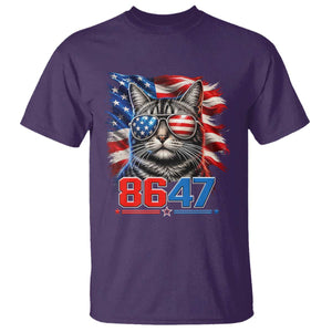 Cool 8647 Patriotic Cat T Shirt American Flag Sunglasses Tabby Cat Political Satire TS02 Purple Print Your Wear