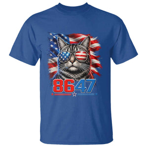 Cool 8647 Patriotic Cat T Shirt American Flag Sunglasses Tabby Cat Political Satire TS02 Royal Blue Print Your Wear