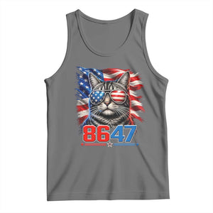 Cool 8647 Patriotic Cat Tank Top American Flag Sunglasses Tabby Cat Political Satire TS02 Black Heather Print Your Wear