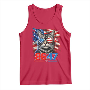 Cool 8647 Patriotic Cat Tank Top American Flag Sunglasses Tabby Cat Political Satire TS02 Red Print Your Wear
