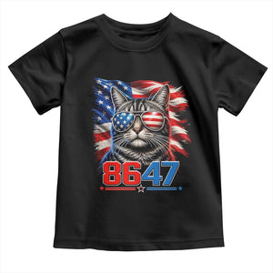 Cool 8647 Patriotic Cat Toddler T Shirt American Flag Sunglasses Tabby Cat Political Satire TS02 Black Print Your Wear