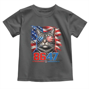 Cool 8647 Patriotic Cat Toddler T Shirt American Flag Sunglasses Tabby Cat Political Satire TS02 Dark Heather Print Your Wear