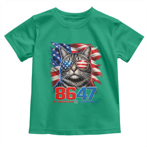 Cool 8647 Patriotic Cat Toddler T Shirt American Flag Sunglasses Tabby Cat Political Satire TS02 Irish Green Print Your Wear