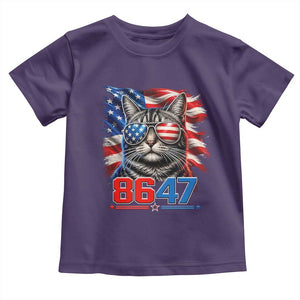Cool 8647 Patriotic Cat Toddler T Shirt American Flag Sunglasses Tabby Cat Political Satire TS02 Purple Print Your Wear