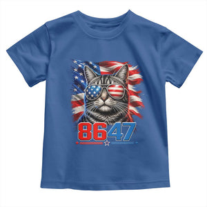 Cool 8647 Patriotic Cat Toddler T Shirt American Flag Sunglasses Tabby Cat Political Satire TS02 Royal Blue Print Your Wear