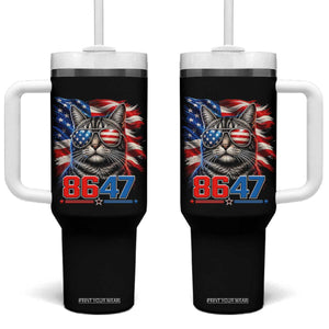 Cool 8647 Patriotic Cat Tumbler With Handle American Flag Sunglasses Tabby Cat Political Satire TS02 One Size: 40 oz Black Print Your Wear