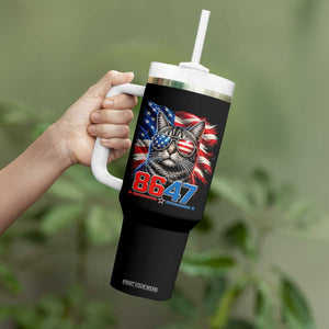 Cool 8647 Patriotic Cat Tumbler With Handle American Flag Sunglasses Tabby Cat Political Satire TS02 Print Your Wear