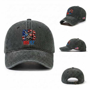 Cool 8647 Patriotic Cat Washed Cotton Baseball Cap American Flag Sunglasses Tabby Cat Political Satire TS02 Washed Cap Universal Fit Dark Green Print Your Wear