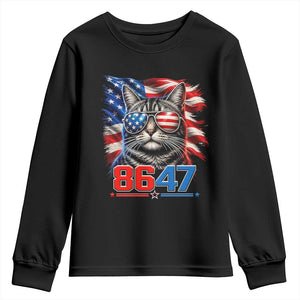 Cool 8647 Patriotic Cat Youth Sweatshirt American Flag Sunglasses Tabby Cat Political Satire TS02 Black Print Your Wear