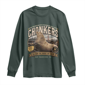 Viral Chonkers San Francisco Sea Lion Long Sleeve Shirt Retro Pier 39 Fisherman's Wharf Souvenir TS02 Dark Forest Green Print Your Wear