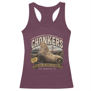 Viral Chonkers San Francisco Sea Lion Racerback Tank Top Retro Pier 39 Fisherman's Wharf Souvenir TS02 Maroon Print Your Wear